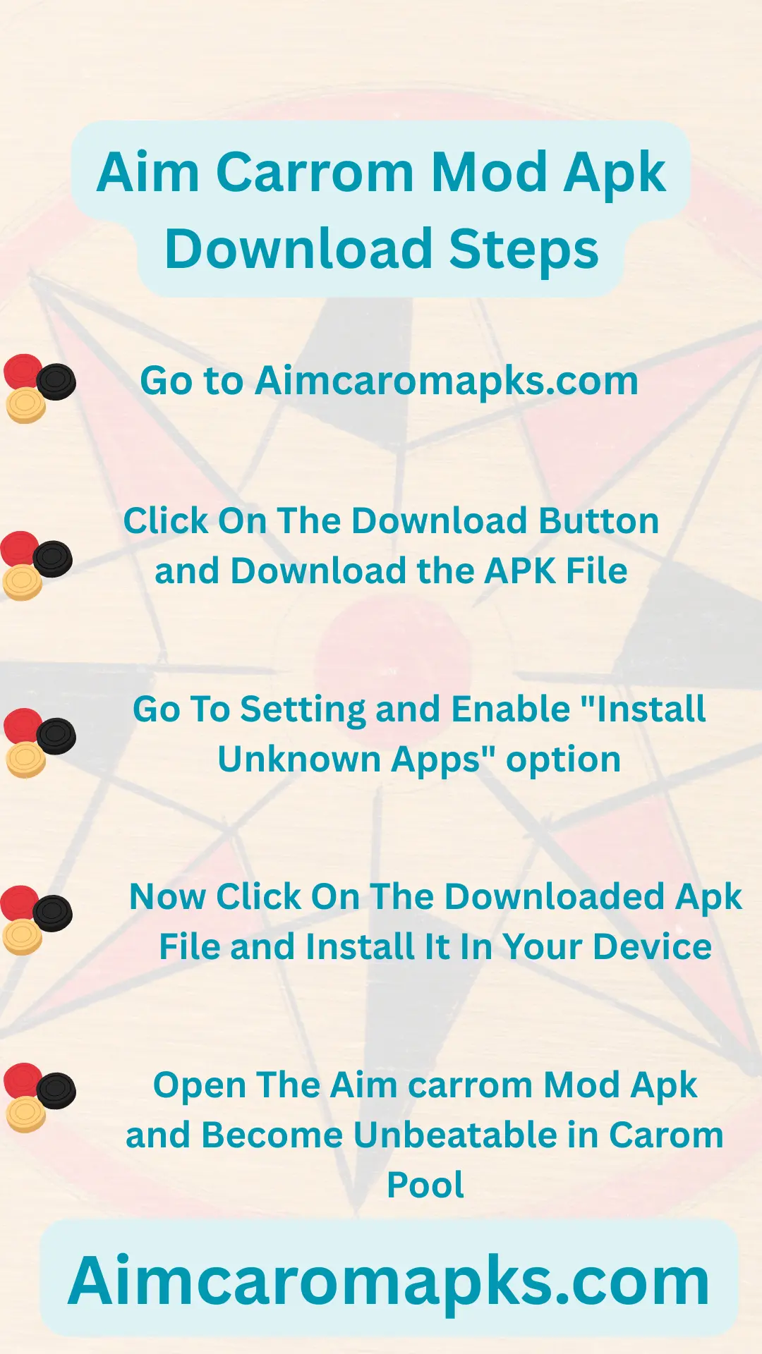 downloading steps of aimcarrom mod apk